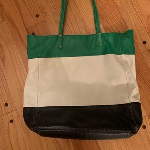 Cynthia Rowley black white green genuine leather bag